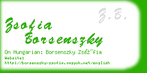 zsofia borsenszky business card